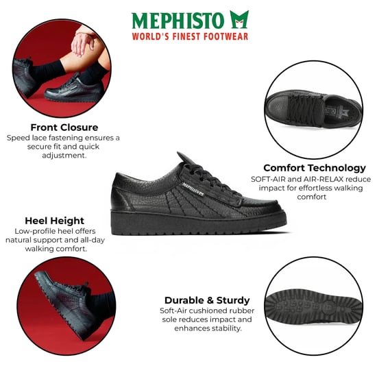 Mephisto Rainbow Herrenleder-Schwarze Spazierschuhe – Mamouth 714 - Image 2