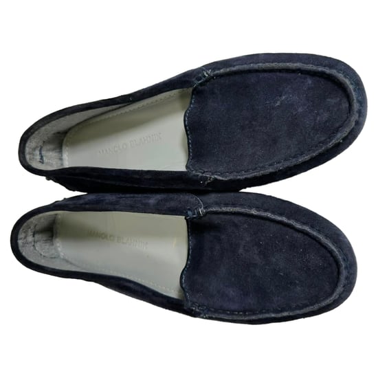 Manolo Blahnik Slipper aus blauen Wildleder - Image 5