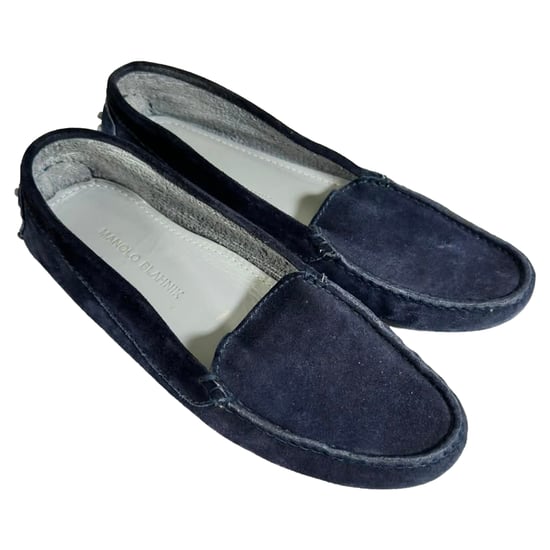 Manolo Blahnik Slipper aus blauen Wildleder - Image 6