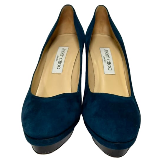 Jimmy Choo Plateau-Pumps aus blauen Wildleder - Image 2