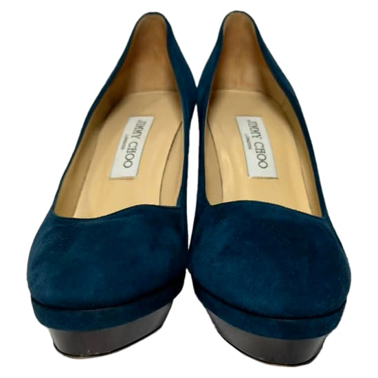 Jimmy Choo Plateau-Pumps aus blauen Wildleder - Image 3