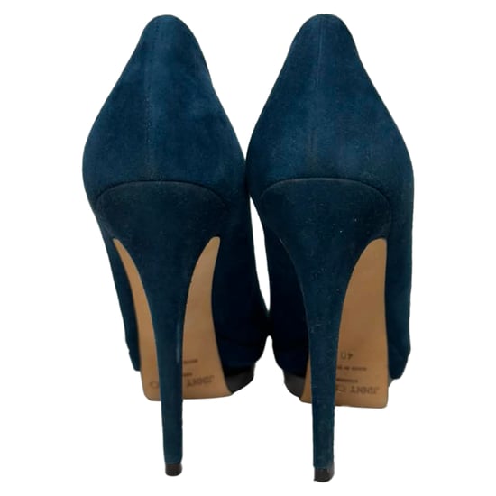 Jimmy Choo Plateau-Pumps aus blauen Wildleder - Image 4