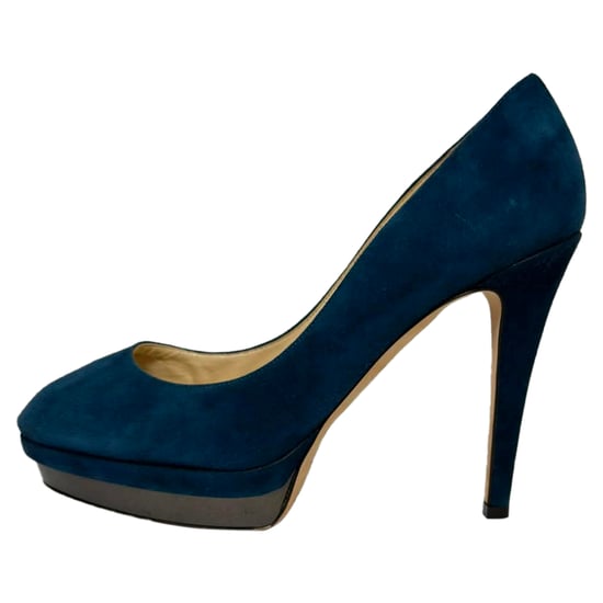 Jimmy Choo Plateau-Pumps aus blauen Wildleder - Image 5