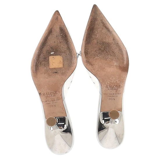 Malone Souliers Joella Mules aus silbernem Lackleder und PVC - Image 6