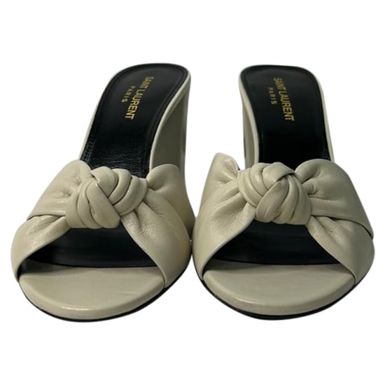 Saint Laurent Bianca Slide Sandalen aus weißem Leder - Image 2