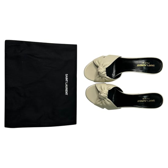 Saint Laurent Bianca Slide Sandalen aus weißem Leder - Image 4