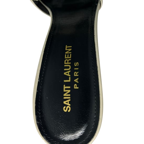 Saint Laurent Bianca Slide Sandalen aus weißem Leder - Image 6