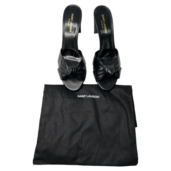 Saint Laurent Bianca Slide Sandalen aus schwarzem Leder - Image 2