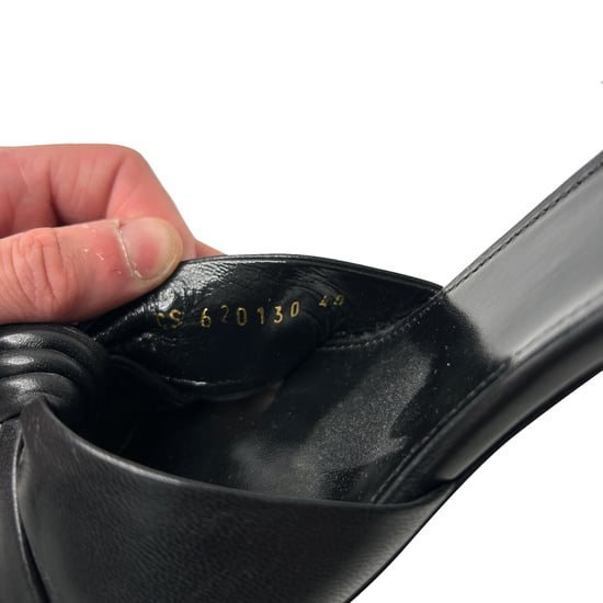 Saint Laurent Bianca Slide Sandalen aus schwarzem Leder - Image 3