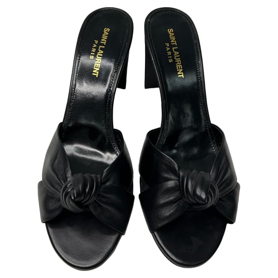 Saint Laurent Bianca Slide Sandalen aus schwarzem Leder - Image 5