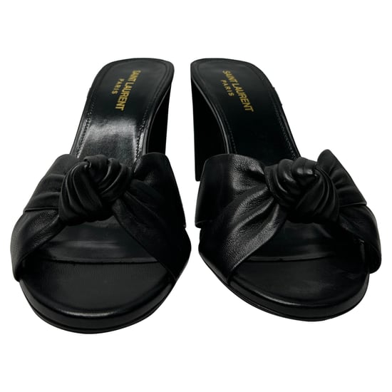 Saint Laurent Bianca Slide Sandalen aus schwarzem Leder - Image 6