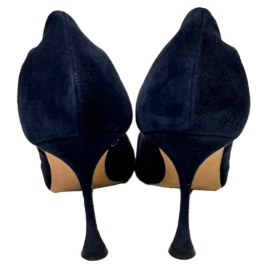 Manolo Blahnik Cut-Out Spitzen-Toe-Stiletto aus dunkelblauem Wildleder - Image 3