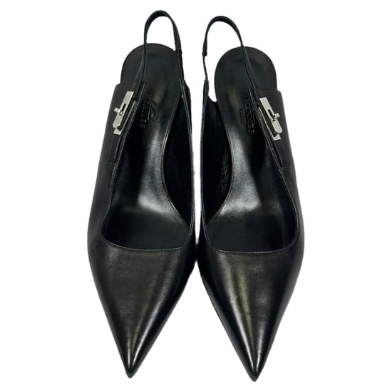 Hermès Lover 80 Slingback-Pumps aus schwarzem Leder - Image 3