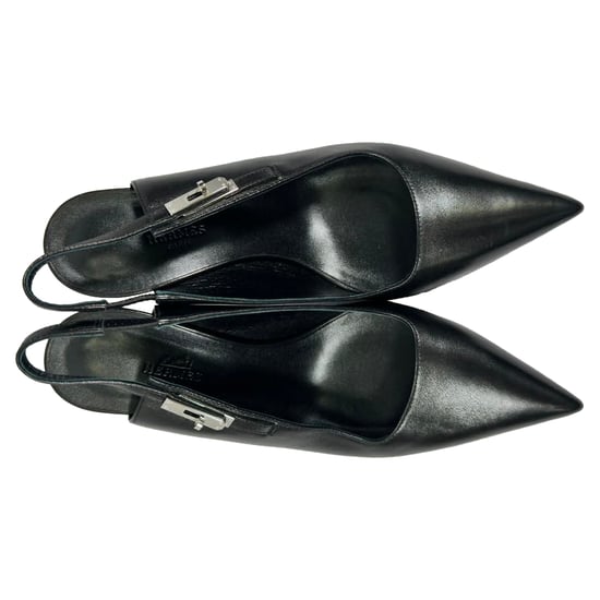 Hermès Lover 80 Slingback-Pumps aus schwarzem Leder - Image 6
