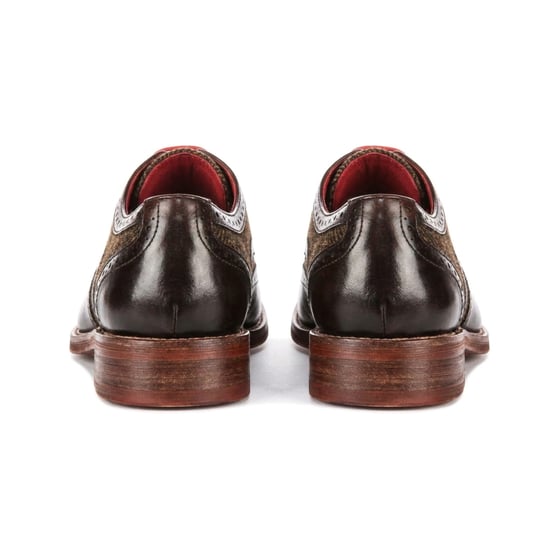 Justin Reess Herren braune Leder-Tweed-Brogue-Schuhe – Arlo - Image 4