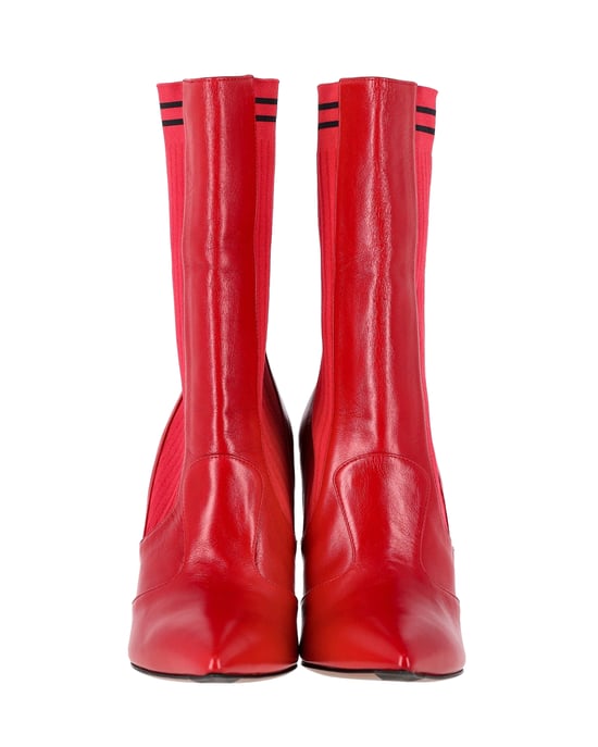 Fendi Rockoko Stretch-Strick-Sockenstiefel aus rotem Leder - Image 2