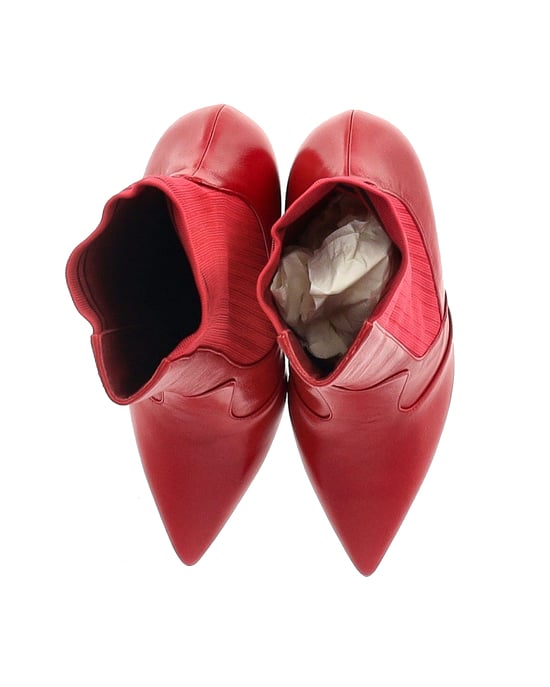 Fendi Rockoko Stretch-Strick-Sockenstiefel aus rotem Leder - Image 4