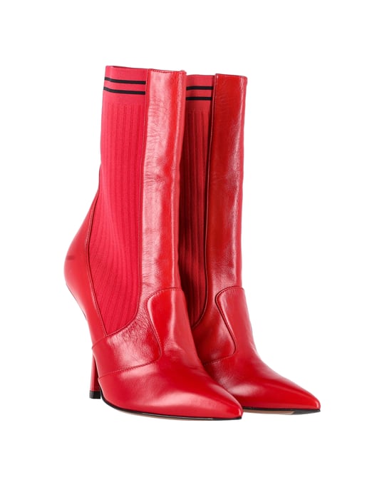 Fendi Rockoko Stretch-Strick-Sockenstiefel aus rotem Leder - Image 5