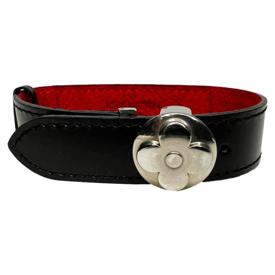Louis Vuitton Rouge Mongram Eclipse Canvas Wendearmband mit Scharnier in schwarzem Leder - Image 3