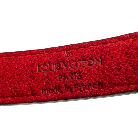 Louis Vuitton Rouge Mongram Eclipse Canvas Wendearmband mit Scharnier in schwarzem Leder - Image 4