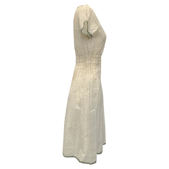 Bottega Veneta Kurzarm-Buntgesticktes Midi-Kleid aus Weißer Baumwolle - Image 2