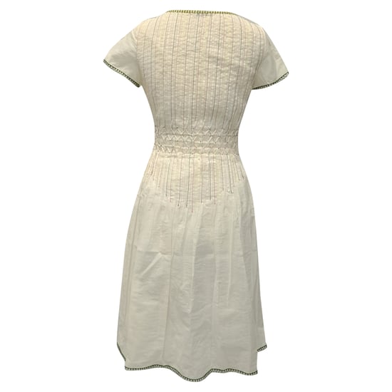 Bottega Veneta Kurzarm-Buntgesticktes Midi-Kleid aus Weißer Baumwolle - Image 3