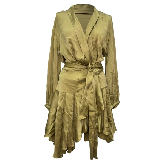 Zimmermann Empire Wickel-Minikleid aus Olivgrüner Seide - Image 1