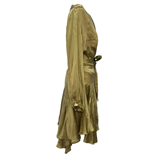 Zimmermann Empire Wickel-Minikleid aus Olivgrüner Seide - Image 2