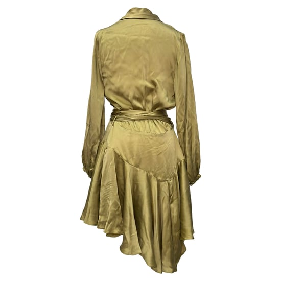 Zimmermann Empire Wickel-Minikleid aus Olivgrüner Seide - Image 3