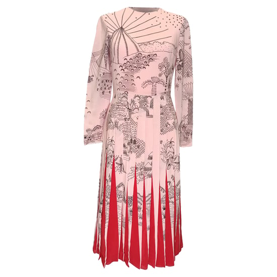 Valentino Landschafts-Print Midi Kleid aus rosa Seide - Image 1