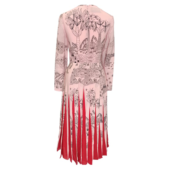 Valentino Landschafts-Print Midi Kleid aus rosa Seide - Image 3