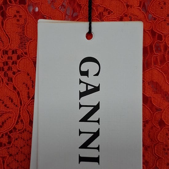 Ganni Spitzenverziertes Midikleid aus rotem Polyester - Image 6
