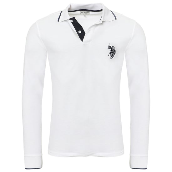 U.S. Polo Assn. Langarm Poloshirt in Weiß - Image 1