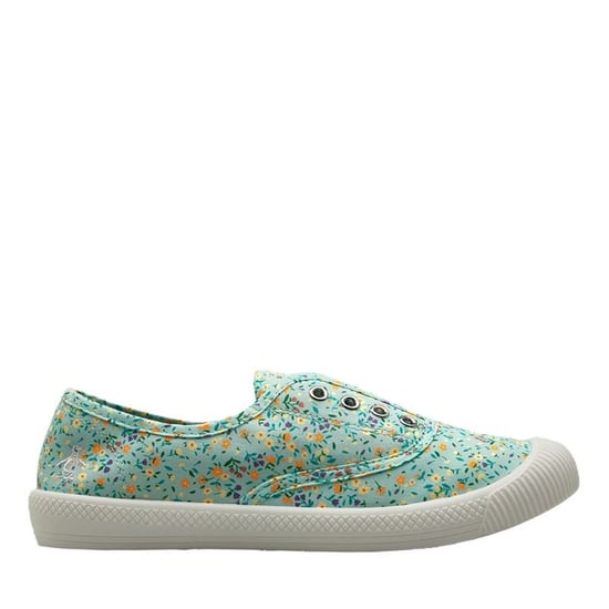 Penguin Anita Leinenschuhe für Damen in Salbeigrün mit floralem Muster - Image 1