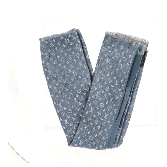 Louis Vuitton Monogram-Seidenschal in Hellblau - Image 4