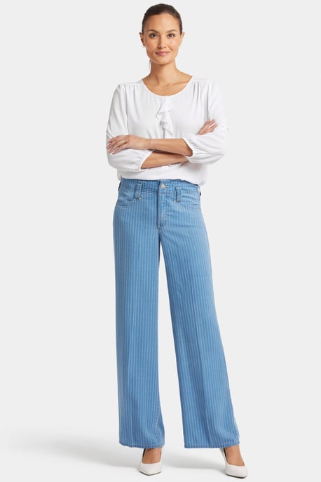 High Rise Teresa Weite Jeans Hellblaue Streifen Premium-Denim - Image 1