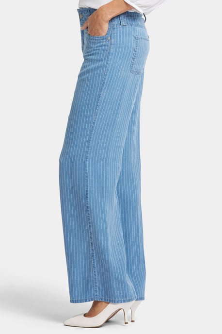 High Rise Teresa Weite Jeans Hellblaue Streifen Premium-Denim - Image 3