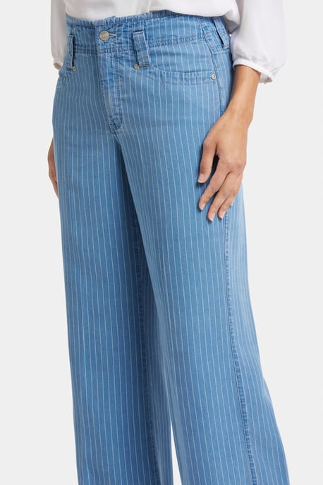 High Rise Teresa Weite Jeans Hellblaue Streifen Premium-Denim - Image 4