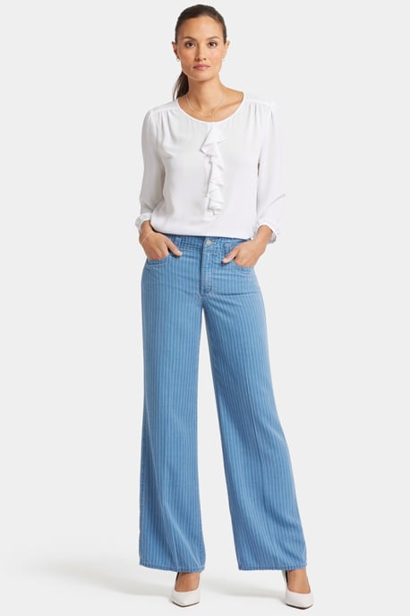 High Rise Teresa Weite Jeans Hellblaue Streifen Premium-Denim - Image 5