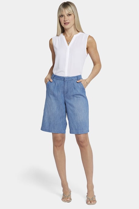 Entspannte Denim-Bermuda-Shorts mit hoher Taille - Image 1