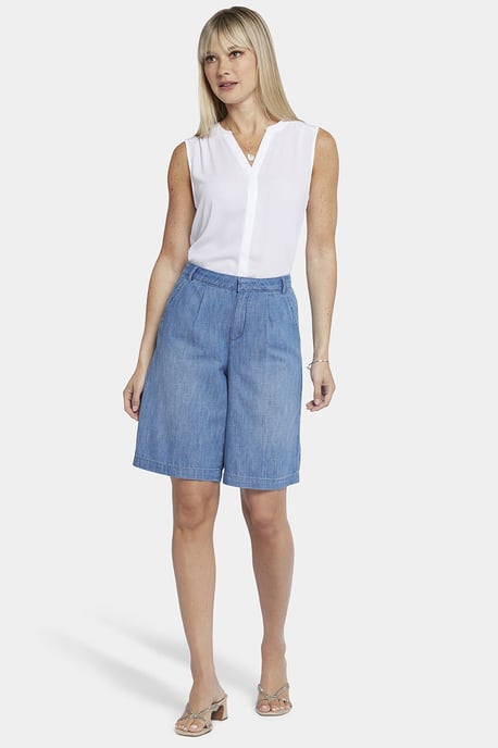 Entspannte Denim-Bermuda-Shorts mit hoher Taille - Image 4
