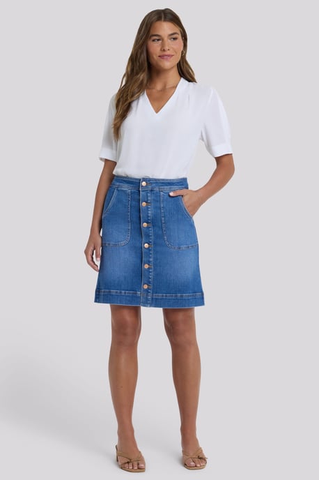 Hohe Taille A-Linien Utility Jeansrock - Image 1