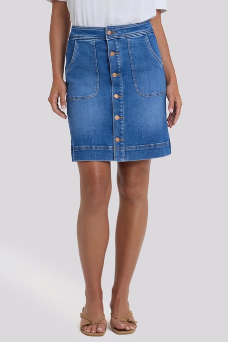 Hohe Taille A-Linien Utility Jeansrock - Image 4