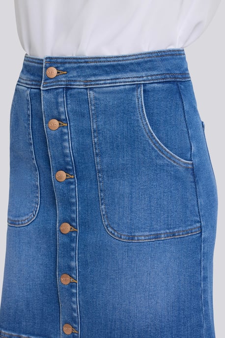 Hohe Taille A-Linien Utility Jeansrock - Image 5