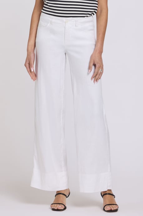 5-Pocket-Breitleg-Hose aus Stretch-Leinen mit super hoher Taille - Image 4