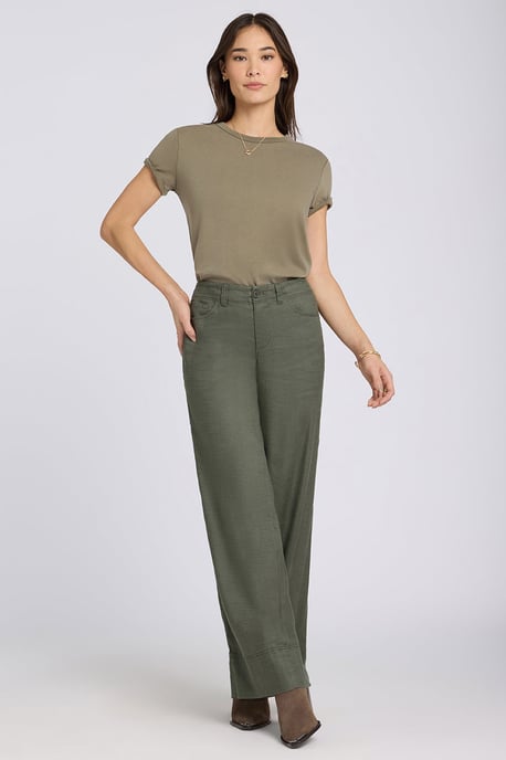 5-Pocket-Breitleg-Hose aus Stretch-Leinen mit super hoher Taille - Image 1