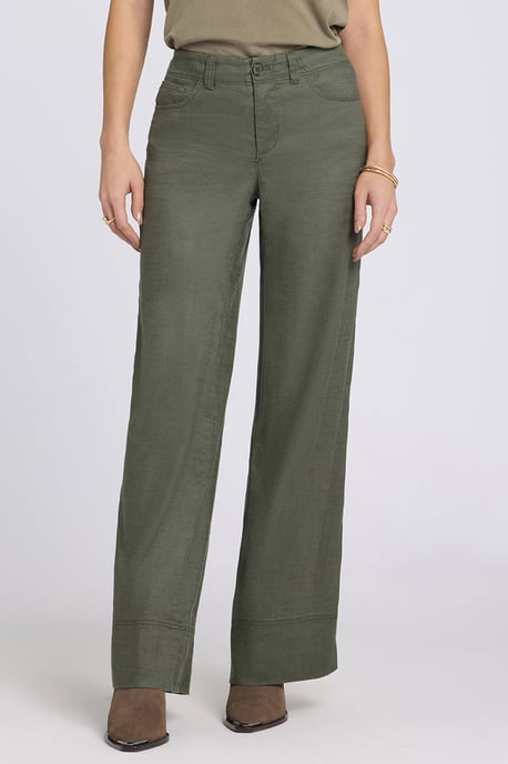 5-Pocket-Breitleg-Hose aus Stretch-Leinen mit super hoher Taille - Image 4