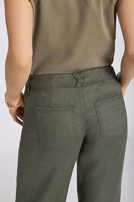 5-Pocket-Breitleg-Hose aus Stretch-Leinen mit super hoher Taille - Image 5
