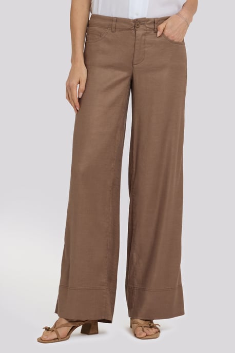 5-Pocket-Breitleg-Hose aus Stretch-Leinen mit super hoher Taille - Image 4
