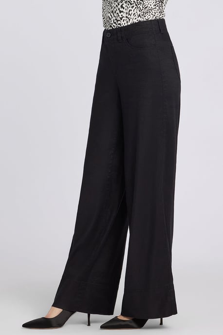 5-Pocket-Breitleg-Hose aus Stretch-Leinen mit super hoher Taille - Image 3